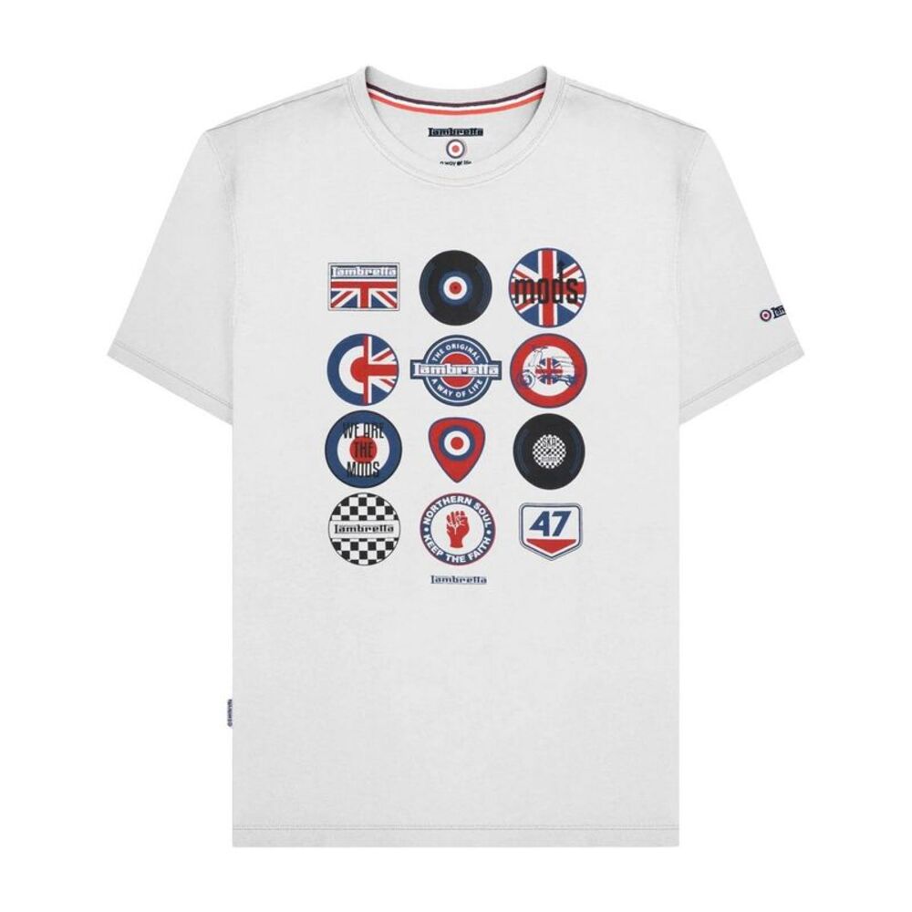 Lambretta Unisex Adult Cotton Button T-Shirt / White